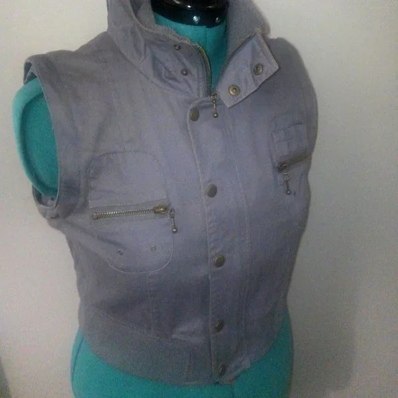 Ali & Kris Convertible Cropped Gray Jacket Sz L - Picture 10 of 15